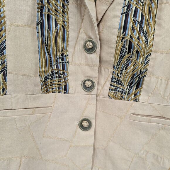 NWT Vintage 90s Silk Box Jacket Patchwork Stitching Lagenlook Cottagecore Size 6 - Picture 5 of 9